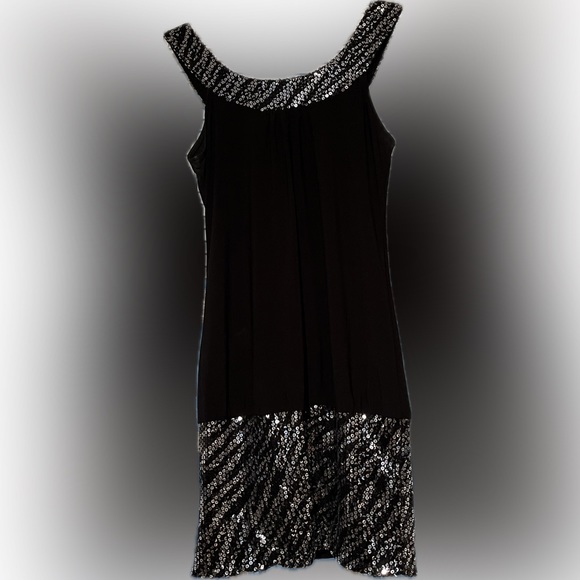 Black and Silver Sequins Cocktail Dress size M - Picture 2 of 5